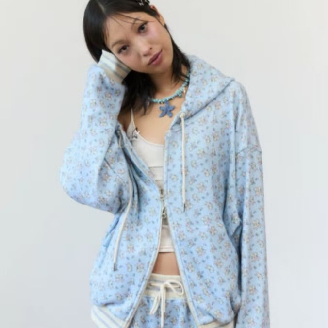 韩国小众新款 林娜琏同款 满印兔子印花外套长裤休闲