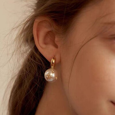 韩国小众新款 超越同款 轻奢感气质珍珠星芒耳环耳饰