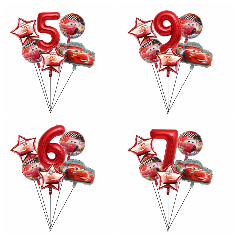 汽车赛车总动员麦昆车数字气球主题铝膜男孩儿童周岁生日布置装饰
