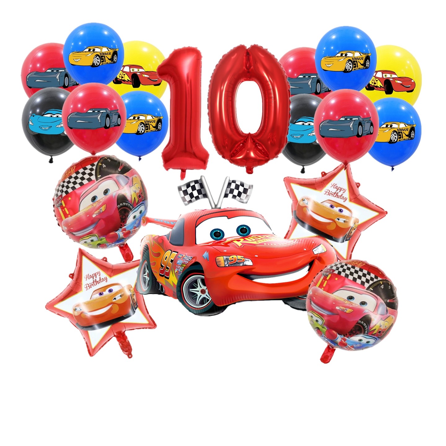 赛车麦昆车主题卡通铝膜气球组合男孩10周岁生日派对装饰红色数字,节庆用品/礼品,气球,淘宝优惠券,粉丝福利购,淘宝优惠卷
