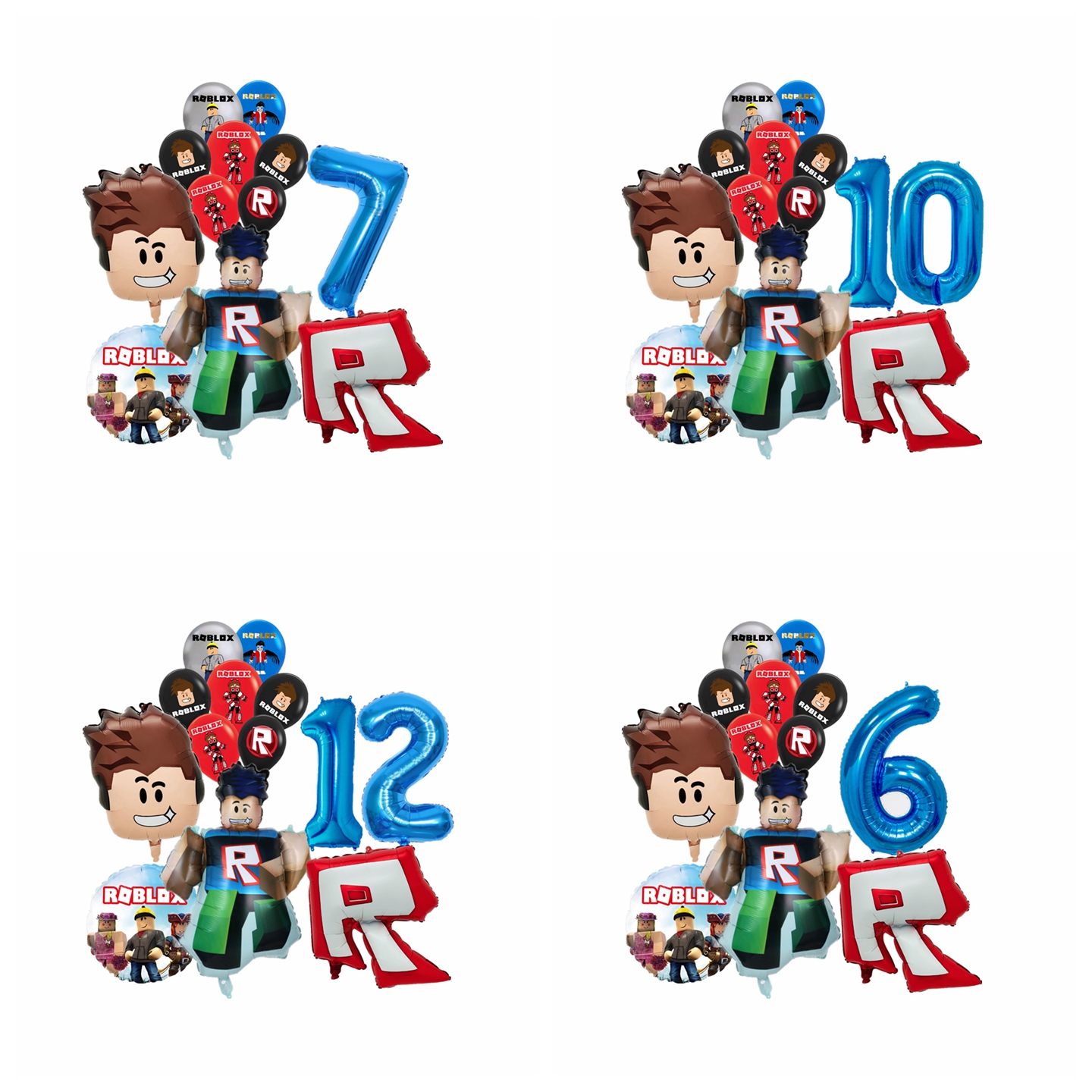 11周岁男孩生日会布置主题roblox罗布乐思游戏气球大蓝色数字汽球