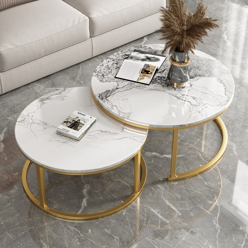 岩板圆形茶几小户型轻奢