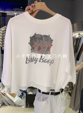 一件包邮 小夕韩国东大门代购BANY ANCO 26夏女装新品印花长袖T恤