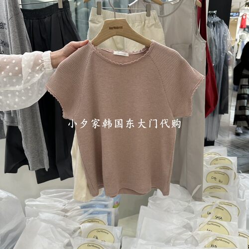 一件包邮 小夕韩国东大门代购OURMOMENT 26夏女装新品圆领短袖T恤