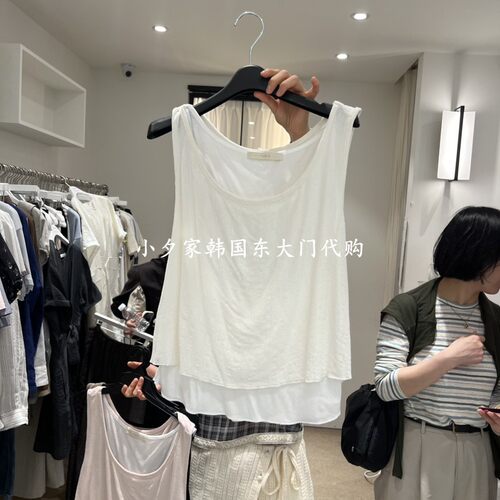一件包邮 小夕韩国东大门代购VENIR-a26夏款女装假两件 吊带背心