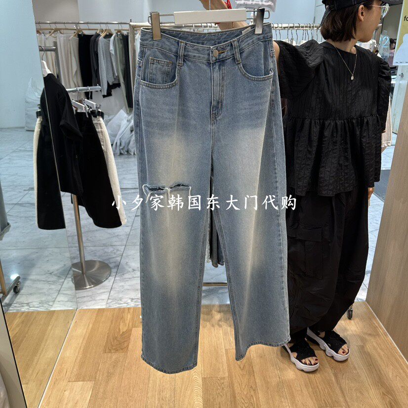 一件包邮 小夕韩国东大门代购 26年夏季新款女装水洗破洞牛仔裤