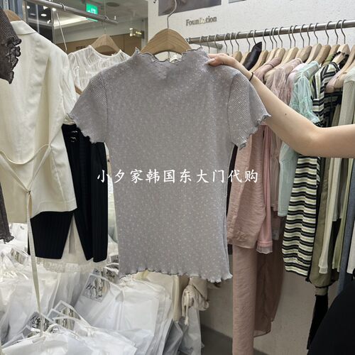 一件包邮 小夕韩国东大门代购FOUNDATION26夏女装修身显瘦短袖T恤