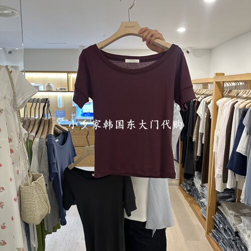 一件包邮 小夕韩国东大门代购ROUNDER 26夏女装修身纯色短袖T恤