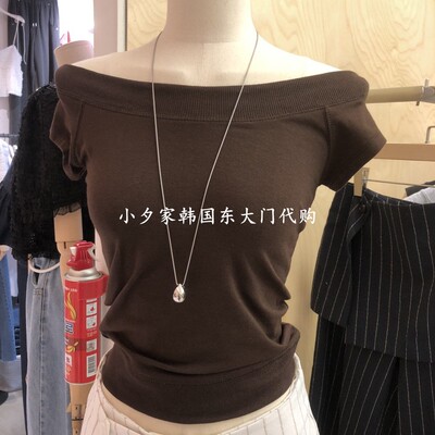 一件包邮 小夕韩国东大门代购 PLEASURE26夏女装新品一字肩 T恤