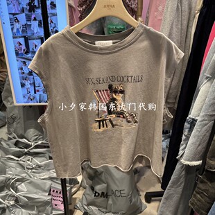 一件包邮 小夕韩国东大门代购ANNA-P 26夏款女装印花 吊带背心