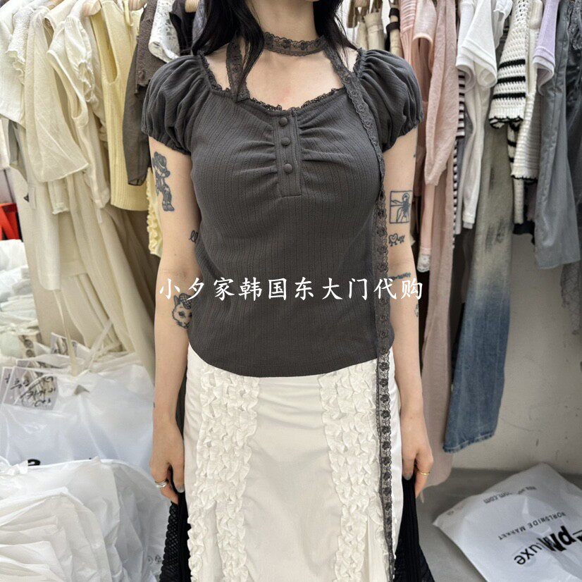 一件包邮 小夕韩国东大门代购 FOUNDATION26夏款女装新品 短袖T恤 - 实物图