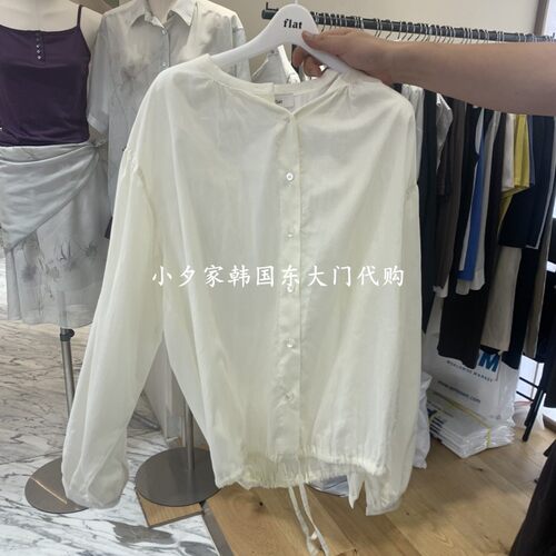 一件包邮 小夕韩国东大门代购FLAT 26夏款女装新品系扣纯色衬衫