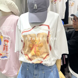 一件包邮 小夕韩国东大门代购EVE 26夏季新品女装纯色短袖 T恤