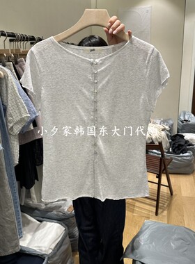 一件包邮 小夕韩国东大门代购 GILLI26夏季新品女装系扣短袖 T恤