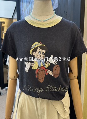 Ann韩国东大门代购 26夏女装新品LE ETOILE 简约字母卡通印花短袖