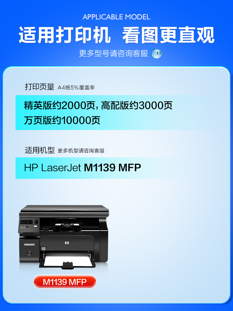 适用惠普M1139硒鼓HP LaserJet Pro M1139MFP墨粉激光打印机墨盒