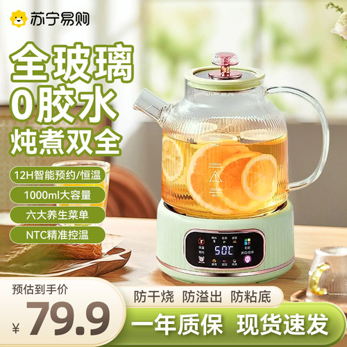 多功能家用两件式养生壶小型办公室全玻璃煮茶器花茶烧水壶897