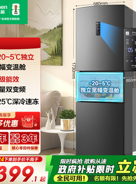 容声252L一级能效三开门变频无霜家用小型租房电冰箱以旧换新193