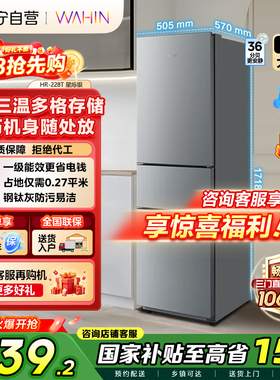 美的出品华凌冰箱219L三门一级能效小冰箱低音运行HR-228T 自营45