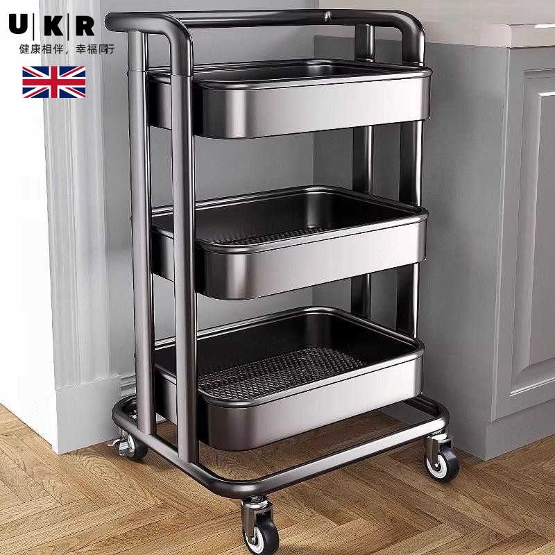 英国UKR落地多层免安装收纳层架小推车果蔬收纳厨房置物架2872