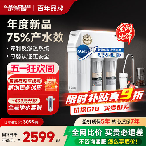 AO史密斯家用直饮净水器1600智能