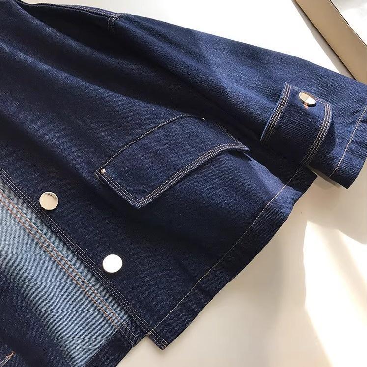 调性的小宽松版~很好穿！纯棉圆领休闲短款廓形感牛仔外套G102607