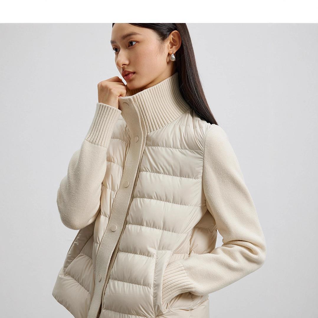 空气小暖宝~轻盈保暖珍珠绒羊毛棉服针织拼接立领外套秋冬G102022