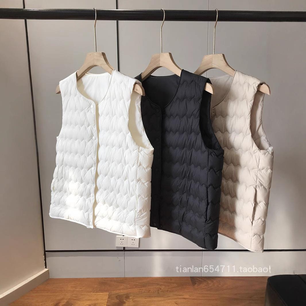 品质和价格都特别实在！90%白鸭绒圆领V领羽绒服马甲背心F101616