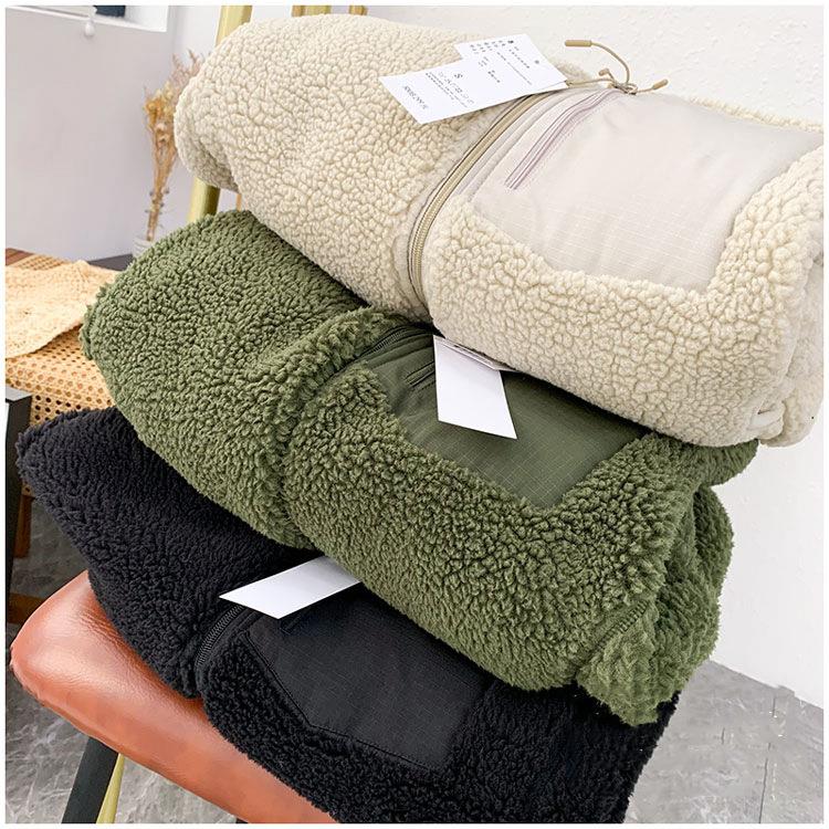 ！U~出品！好看又保暖 情侣款羊羔绒防风立领羊羔毛外套上衣