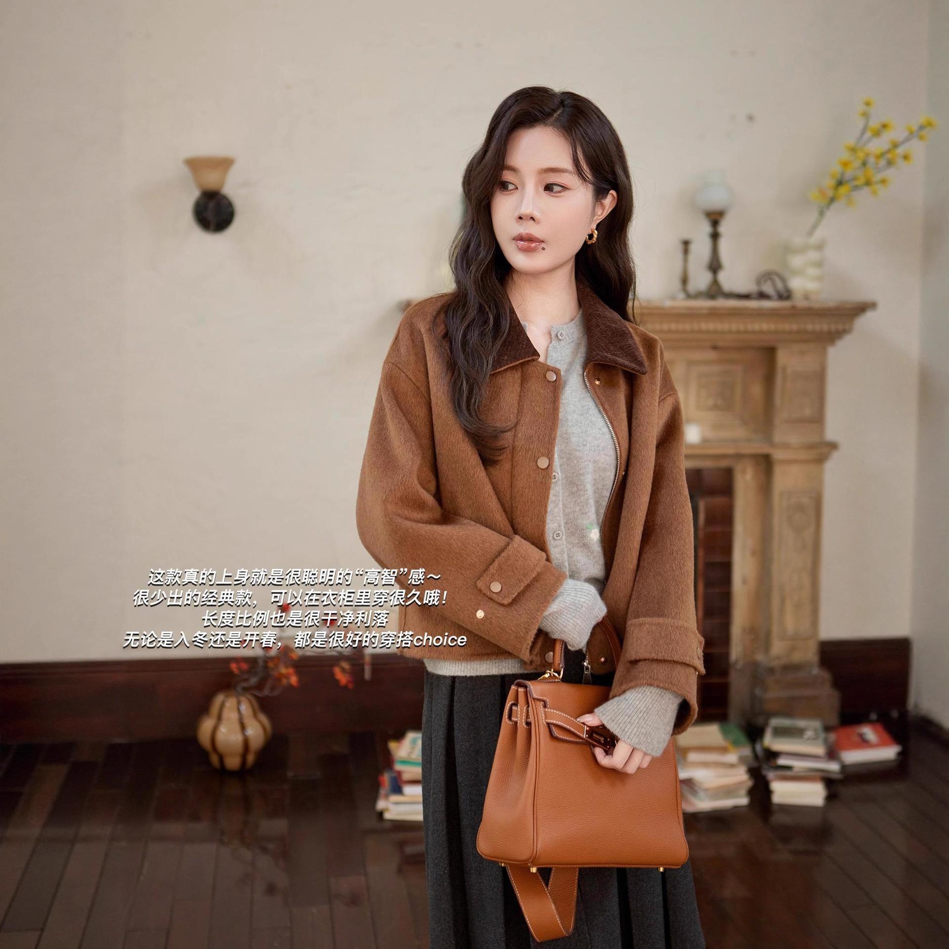 拿捏冬日老钱风!经典实穿100%绵羊毛短款毛呢外套25秋冬新G110802