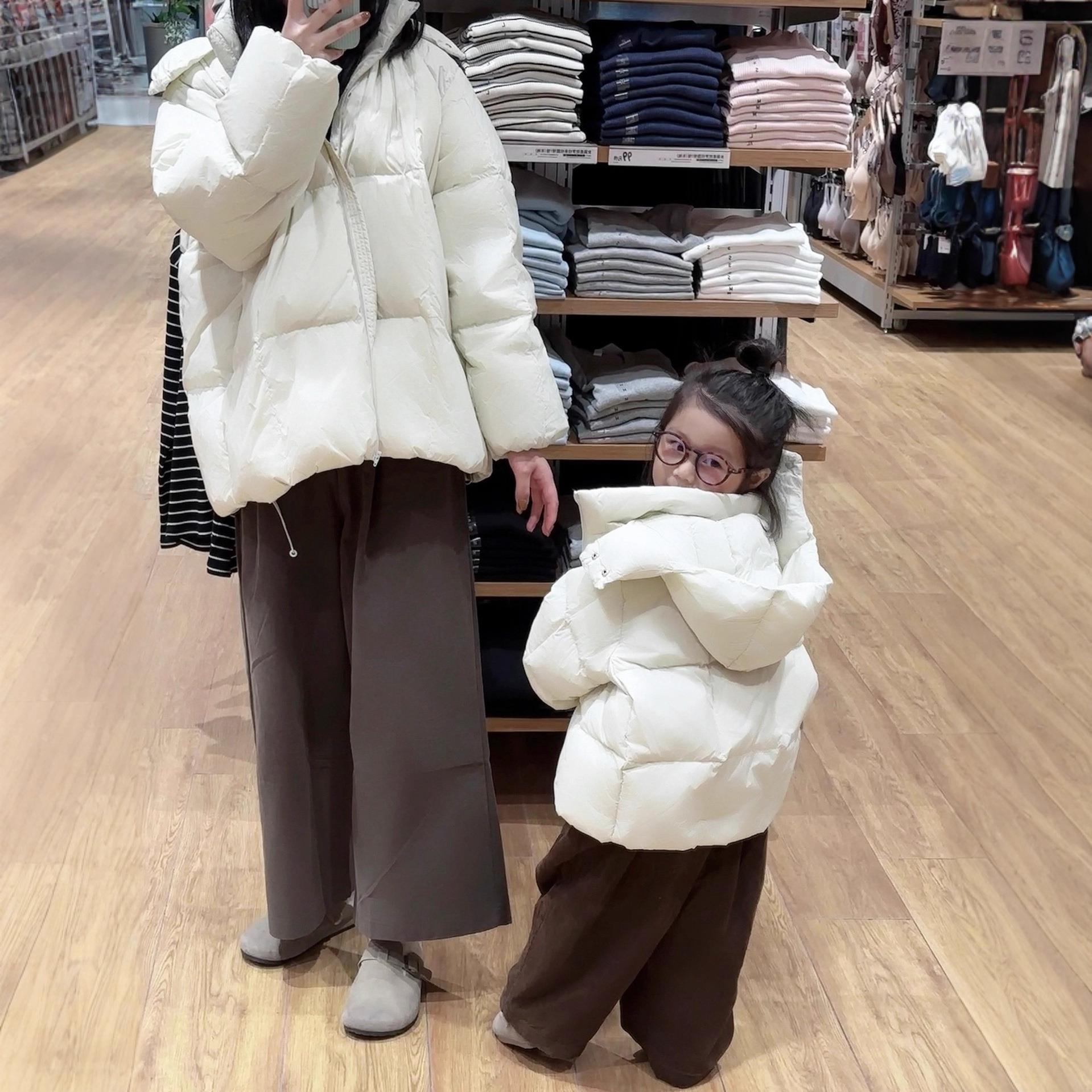 亲子款 90%白鸭绒高蓬松分格充绒宽松版可拆卸连帽羽绒服G103126