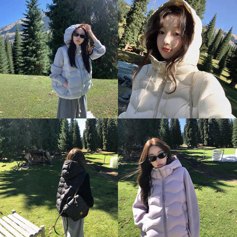 压胶直冲90白鸭绒蓬松减龄保暖针织拼接户外轻羽绒服25秋G100905