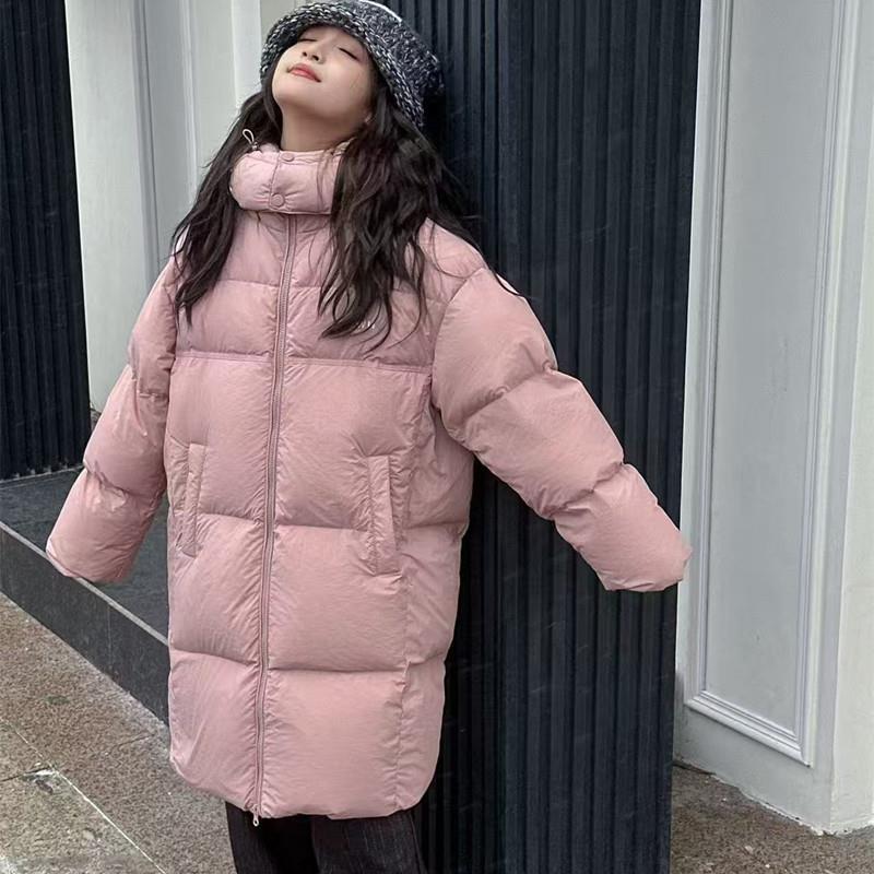 2025反季女童羽绒服儿童中长款连帽外套潮男童宝宝白鸭绒加厚