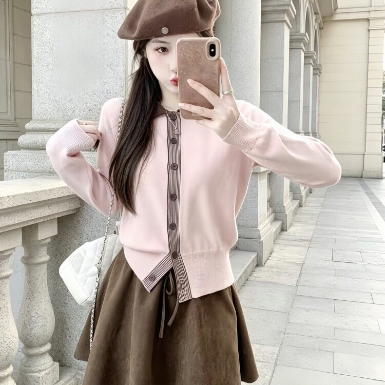 小个子香风毛衣套装女秋冬2026新款巨好看穿搭一整套针织短裙套装