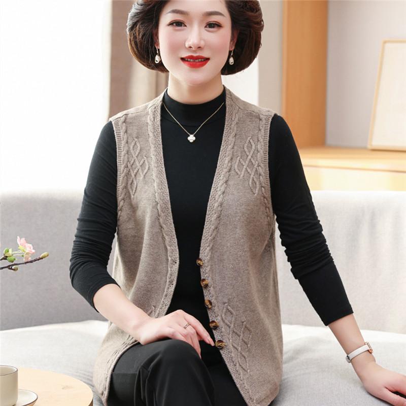 春秋冬针织羊毛衫马甲女带扣马夹