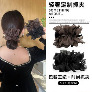 后脑勺丸子头抓夹头饰发卡 名媛风巴黎王妃蝴蝶结发夹女2024年新款