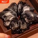 法式 发饰头花发绳 双层欧根纱甜美气质发圈闪钻头绳大肠圈2024新款