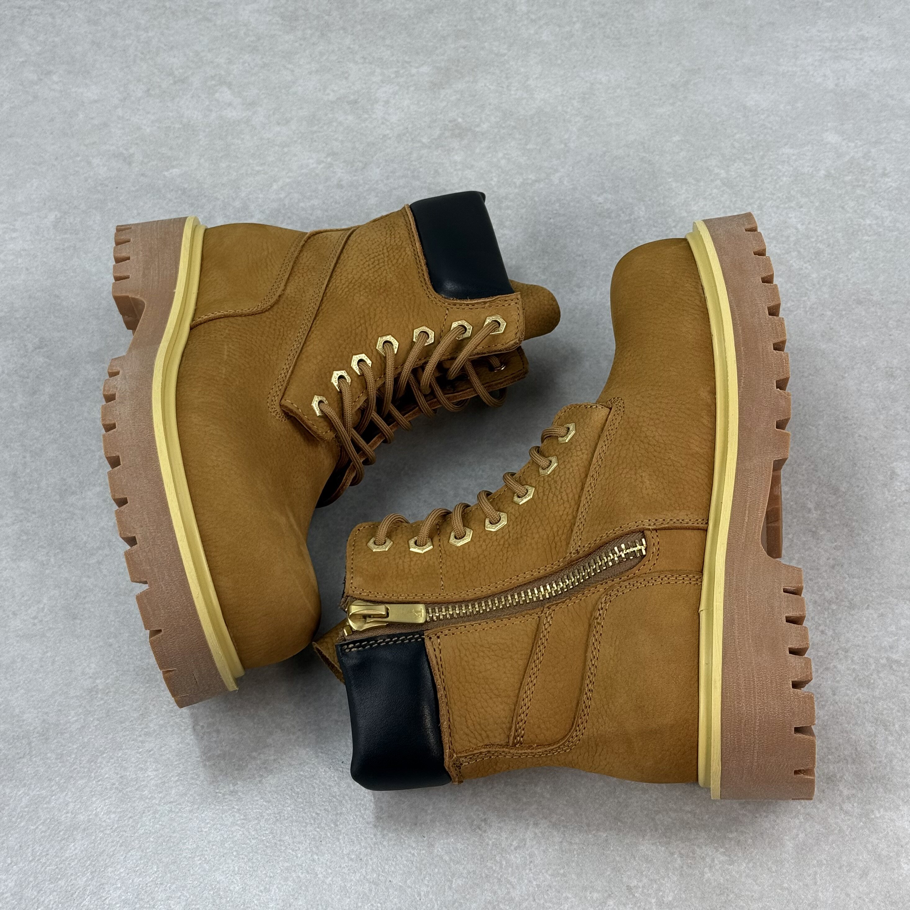 美式高街踢不烂大黄靴英伦帅气拉链厚底高帮鞋头层牛皮户外马丁靴