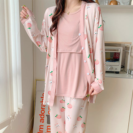 三件套月子服春秋款纯棉产后孕妇睡衣哺乳秋冬产妇夏季薄款家居服