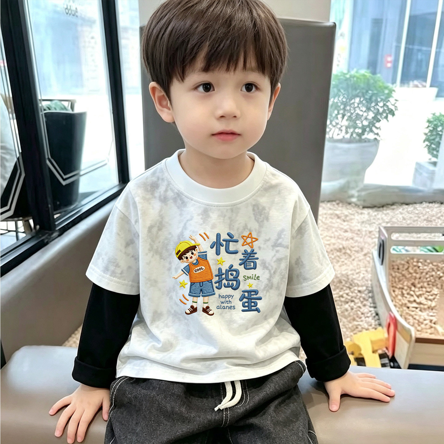童装长袖纯棉T恤秋装洋气宝宝上衣男女童春秋打底衫中大儿童内搭