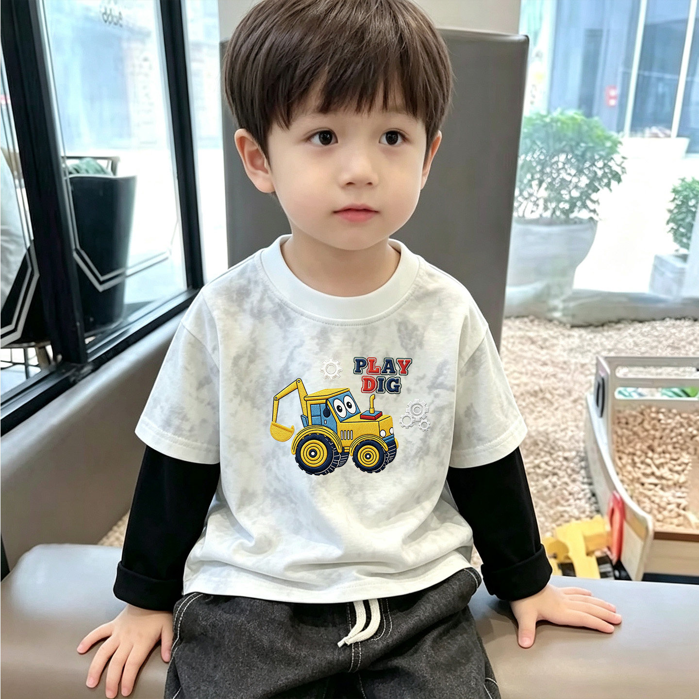春秋男童女童卡通印花打底衫休闲纯棉长袖T恤宝宝薄款上衣服T恤潮
