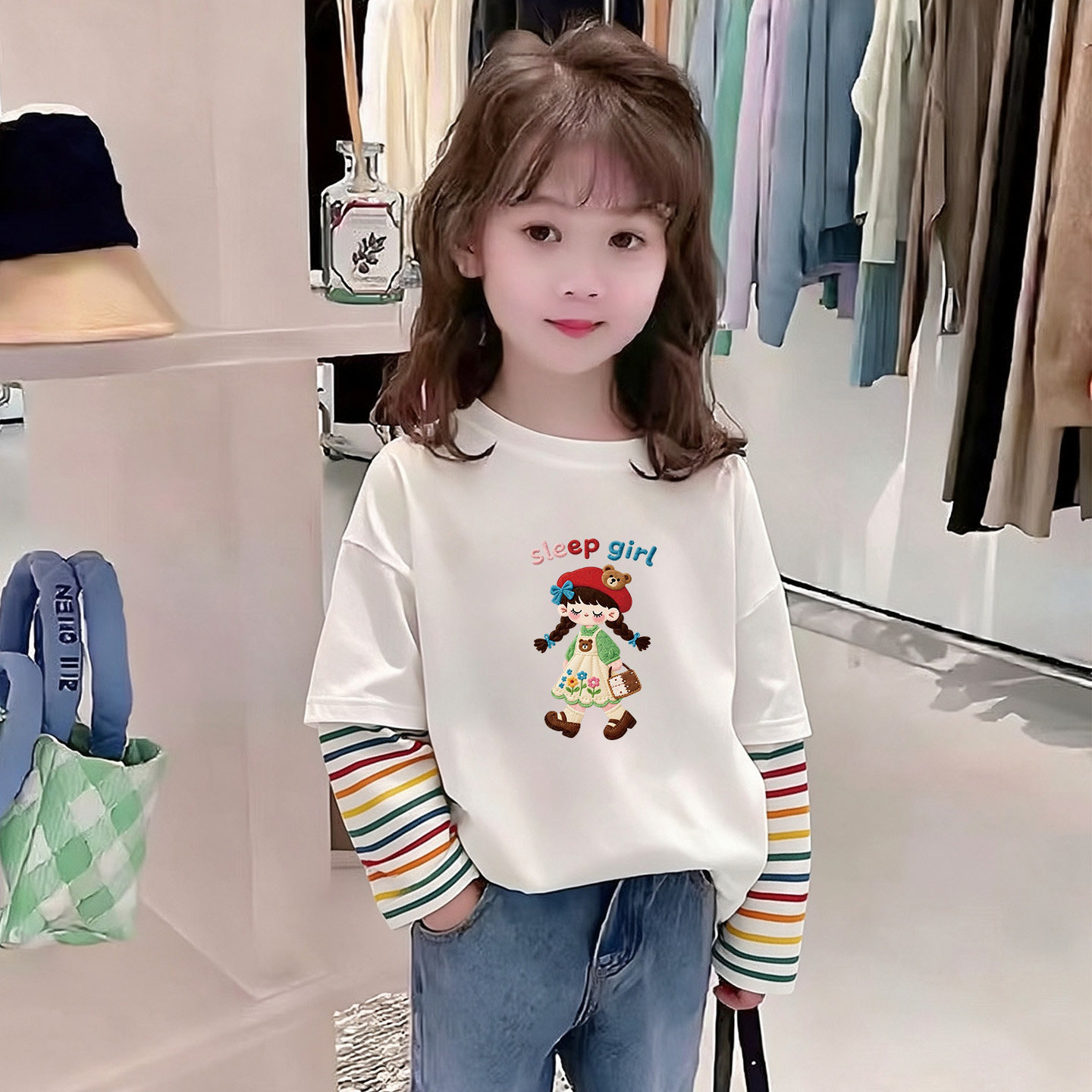 春秋男童女童卡通印花打底衫休闲纯棉长袖T恤宝宝薄款上衣服T恤潮