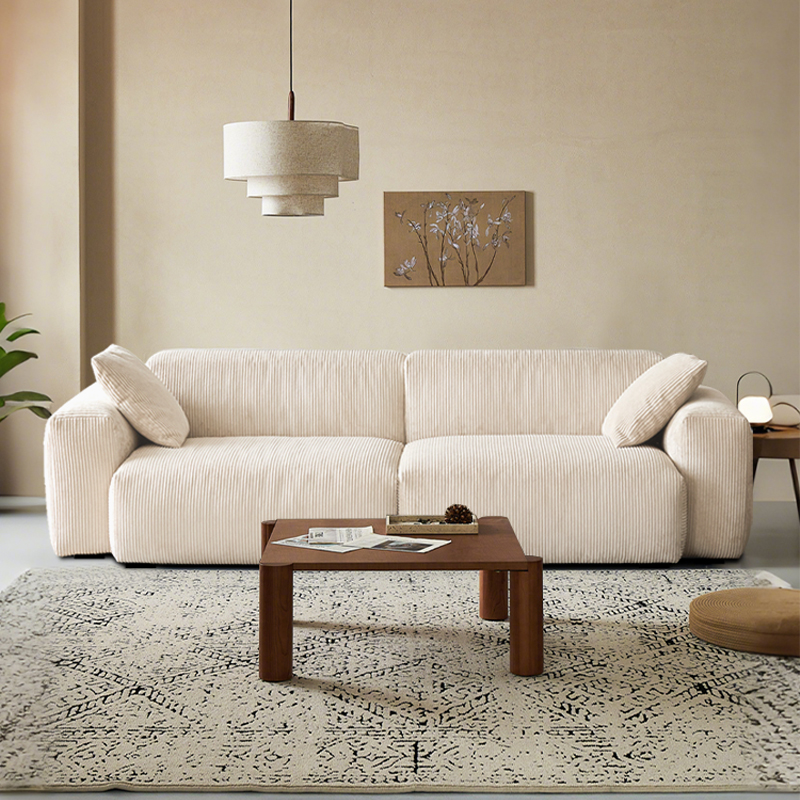 北欧奶油风灯芯绒模块沙发组合可拆洗豆腐块布艺沙发客厅极简三人