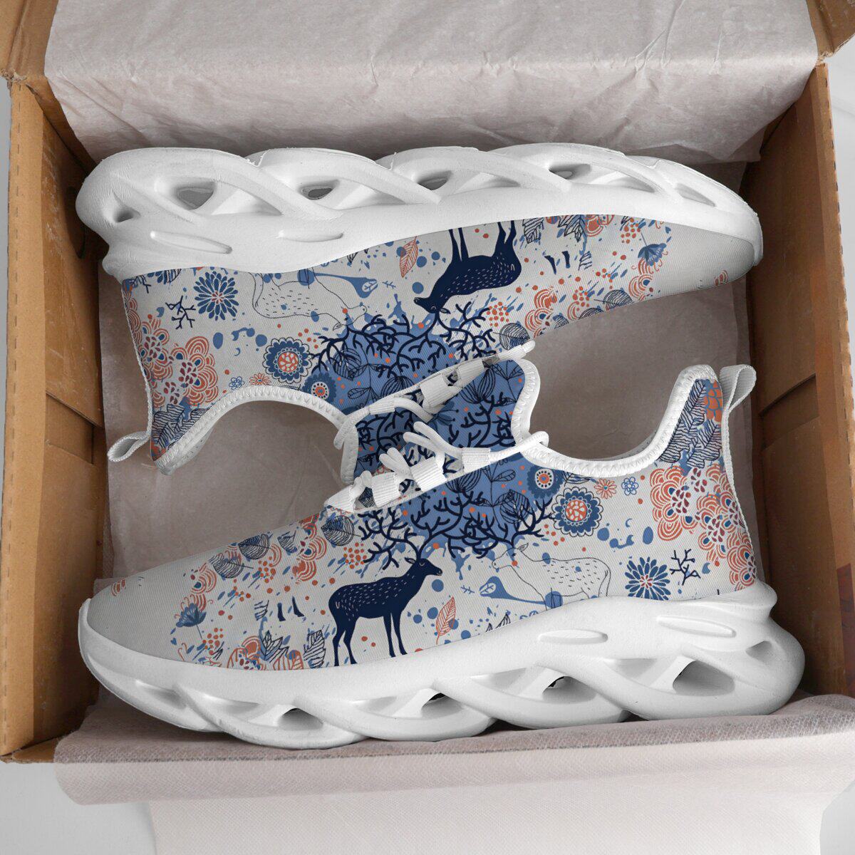 圣诞节元素跨境爆款刀锋底透气运动鞋男款户外圣诞节日跑步鞋男