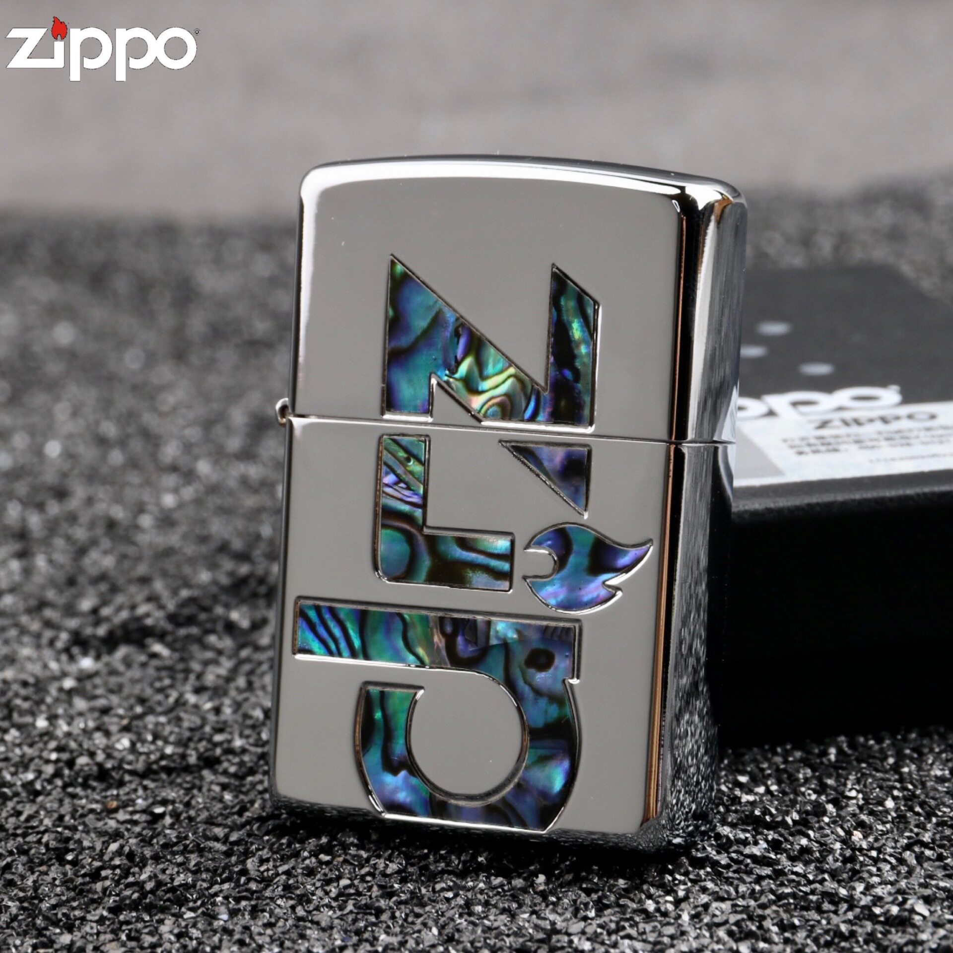 ZIPPO芝宝正品打火机天然双面贝壳经典大标标志煤油防风