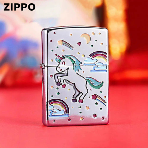 Zippo芝宝正品打火机彩虹独角兽个性礼物煤油砂轮送礼