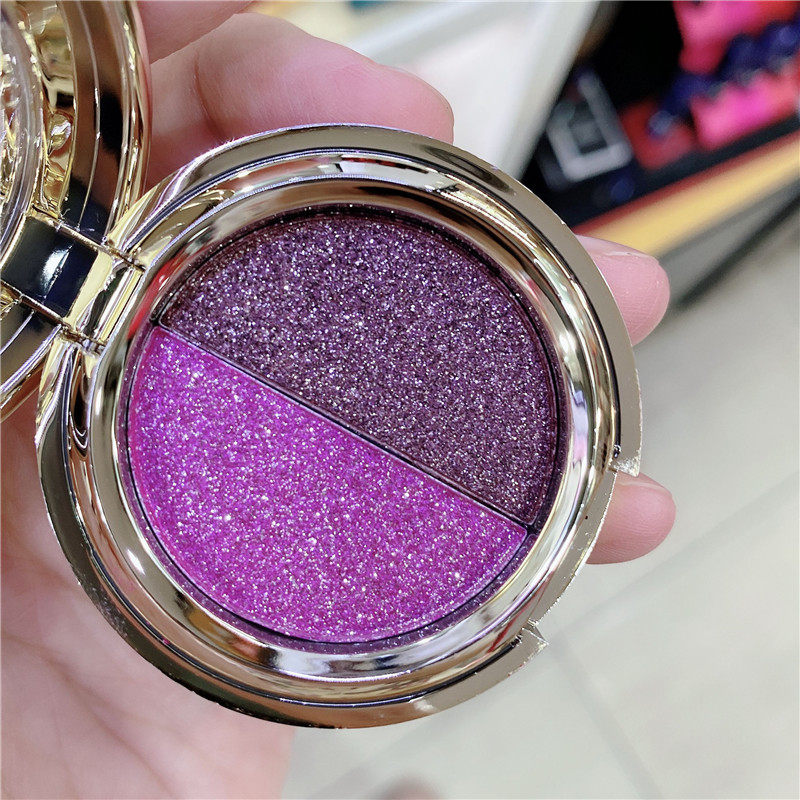 维妮小熊双色防水眼影珠光哑光亮片眼影盘粉紫色舞台便携抖音爆款