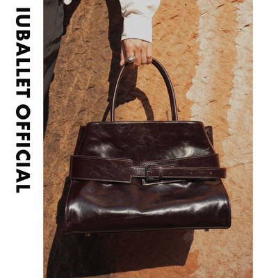 IUBALLET 慕斯伯爵 2026新品油蜡牛皮托特包女通勤包单肩手提包