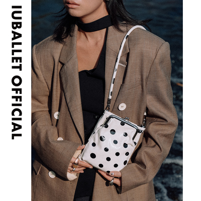 IUBALLET 2026春新品白色波点小方包女斜挎包迷你包手机包