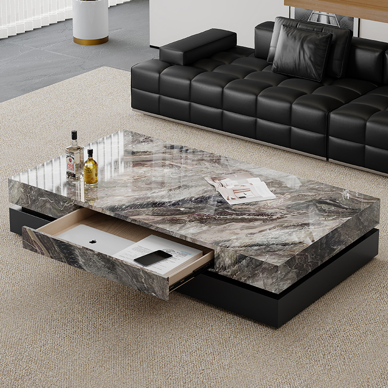 现代轻奢意式极简岩板茶几大尺寸